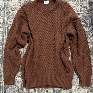 Aritzia Rich Brown Cable Knit Sweater